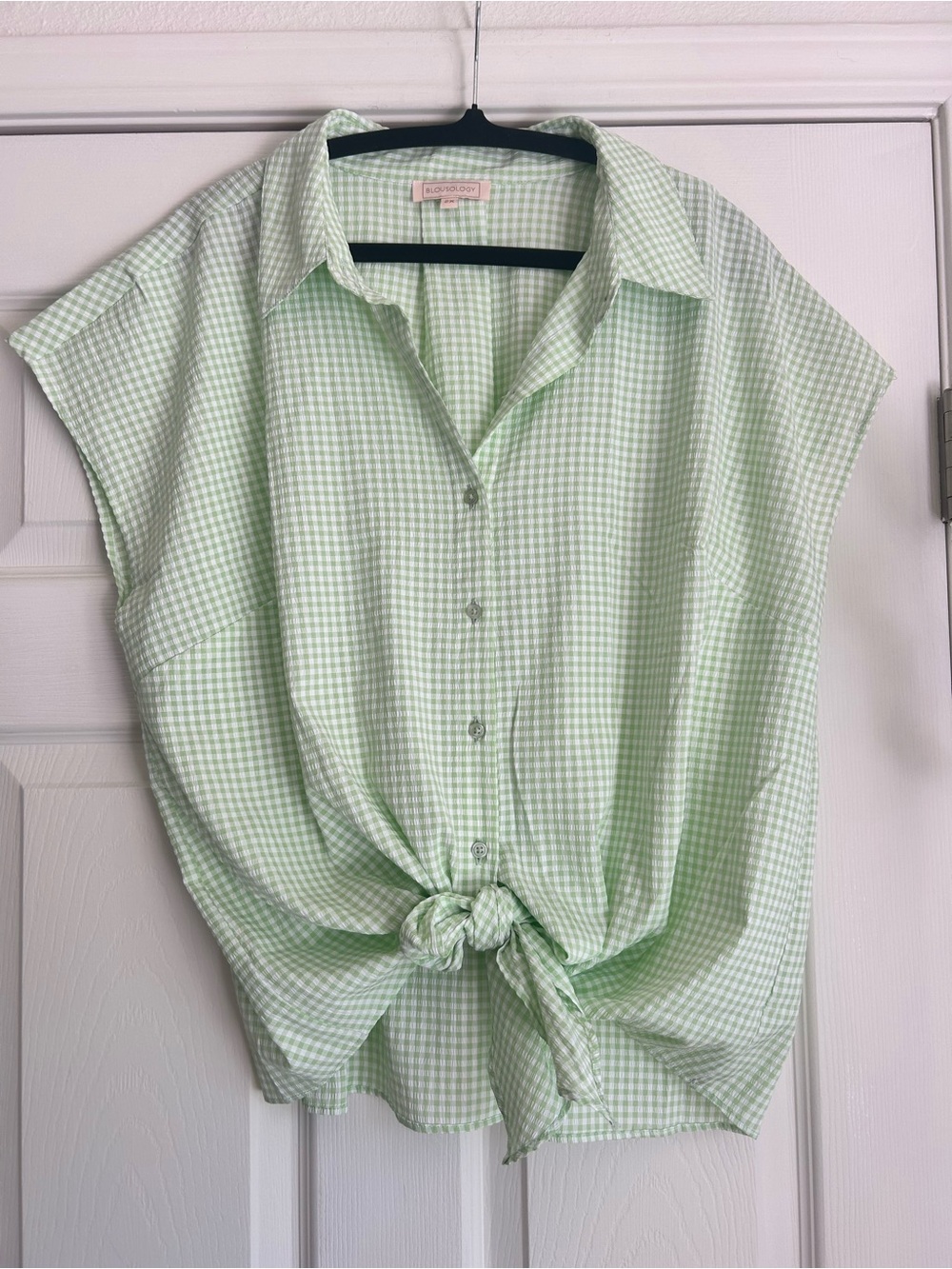 Blousology green gingham button down top size 2x